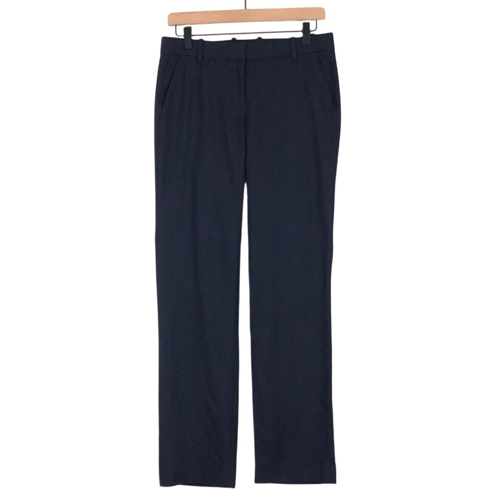 J. CREW Favorite Fit Wool Dress Pants Women's Sz 2 Navy Blue Pockets Trousers